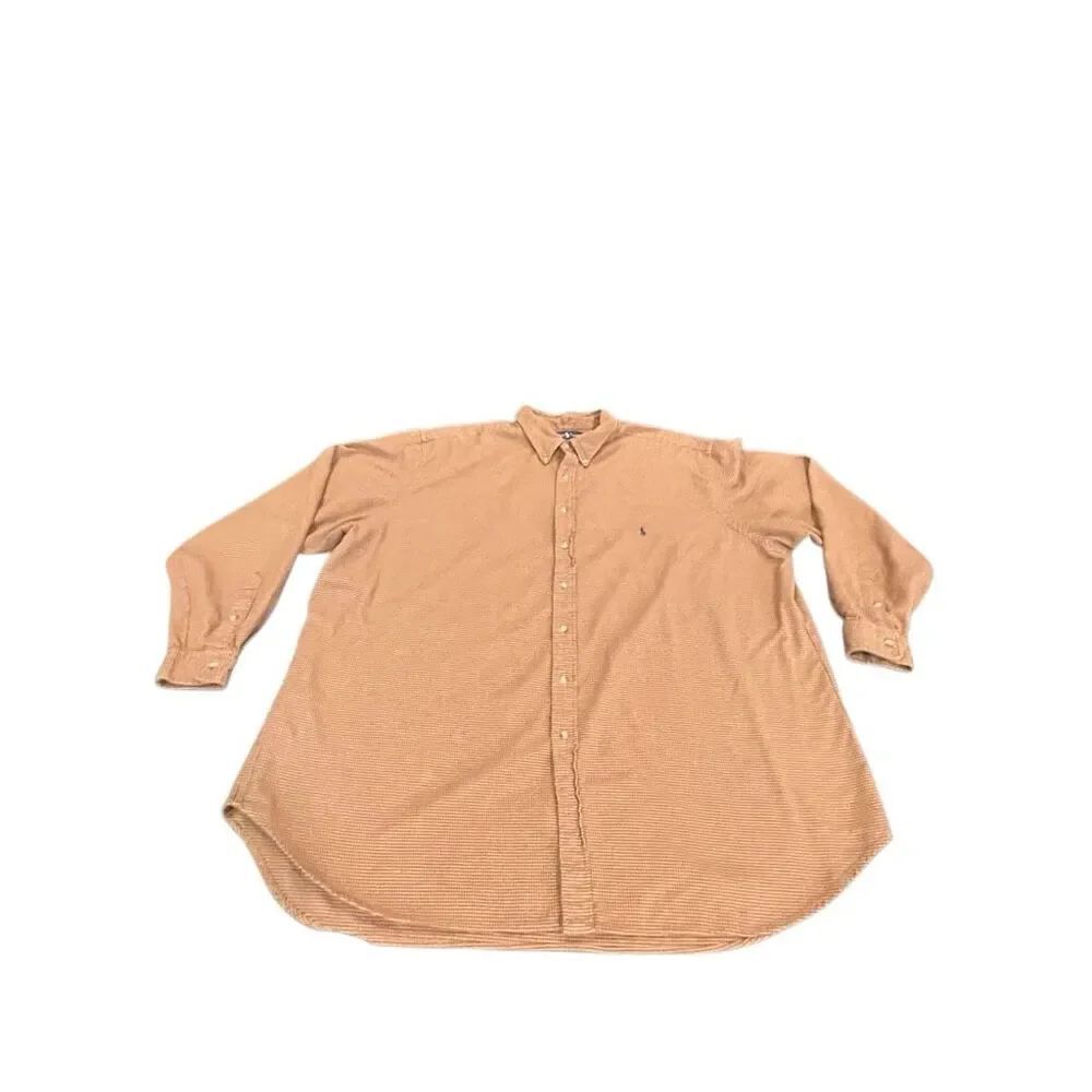 Ralph Lauren Mens Classic Fit Houndstooth Long Sleeve Button Up Shirt Brown 4XLT